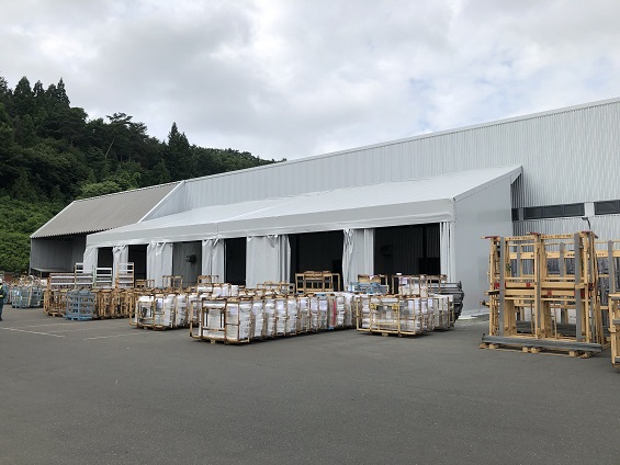 666号建築確認、不燃キャンバステント片流れ前面カーテン式倉庫(外部)