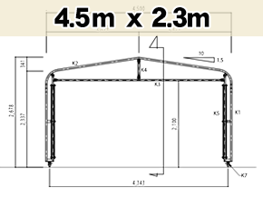 図面 4.5mx2.3m キャスターテント KoloKolo