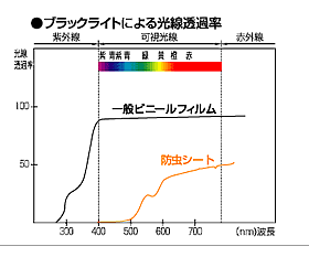 ブラックライトによる光線透過率