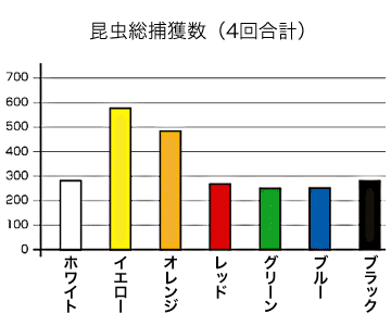 実験 虫が誘引されるカラー 昆虫 捕獲数 合計