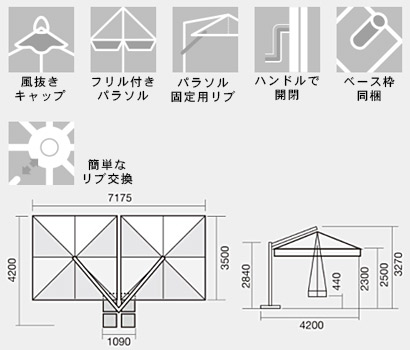 特長 TEIJIN カスタマイズパラソル AD3570